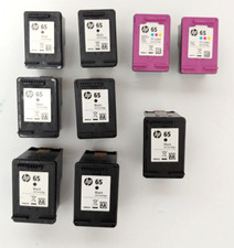 Lot Of Nine EMPTY Genuine HP 65 Black And Tri Color Ink Cartridges Virgin Ink