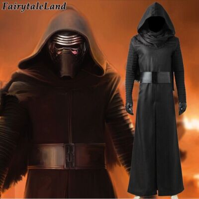 Star Wars Force Awakens Kylo Ren Men Cosplay Costume Black Outfit With Hood Set