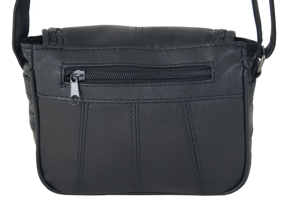 kleine Damen Handtasche Umhängetasche Abendtasche Echt Leder Nappa Schwarz Weich - Bild 4 von 4