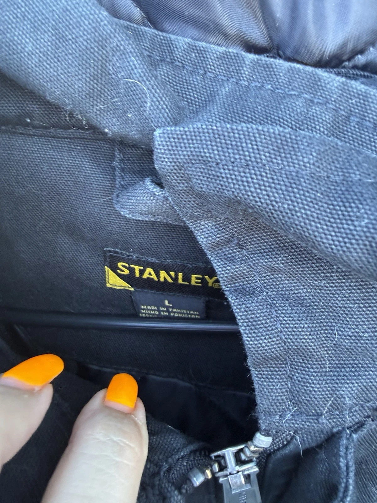 Men's Stanley Hooded Canvas Heavy Duty Workwear Jacket Sherpa Lining Size L - product detail image 3