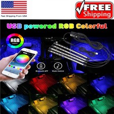 Car Rgb 48 Led Light Strip Neon Interior Atmosphere Lamp Remote Control For Cars