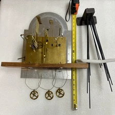 Seth Thomas Grandfather Clock Movement W/ Dial, Pulleys, & Chime Rods A415-013