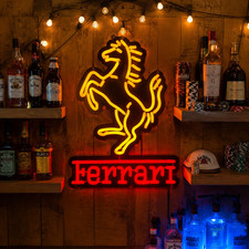 Us Stock 16x12 Ferrari Sports Car Auto Led Neon Sign With Dimmer Usb Light Lamp