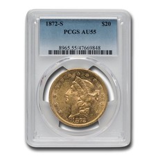 1872-S $20 Liberty Gold Double Eagle AU-55 PCGS