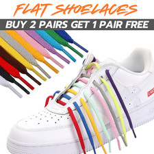 Shoe Laces Pair Flat Solid Coloured Boot Ties Short, Long for Kids Adult Trainer