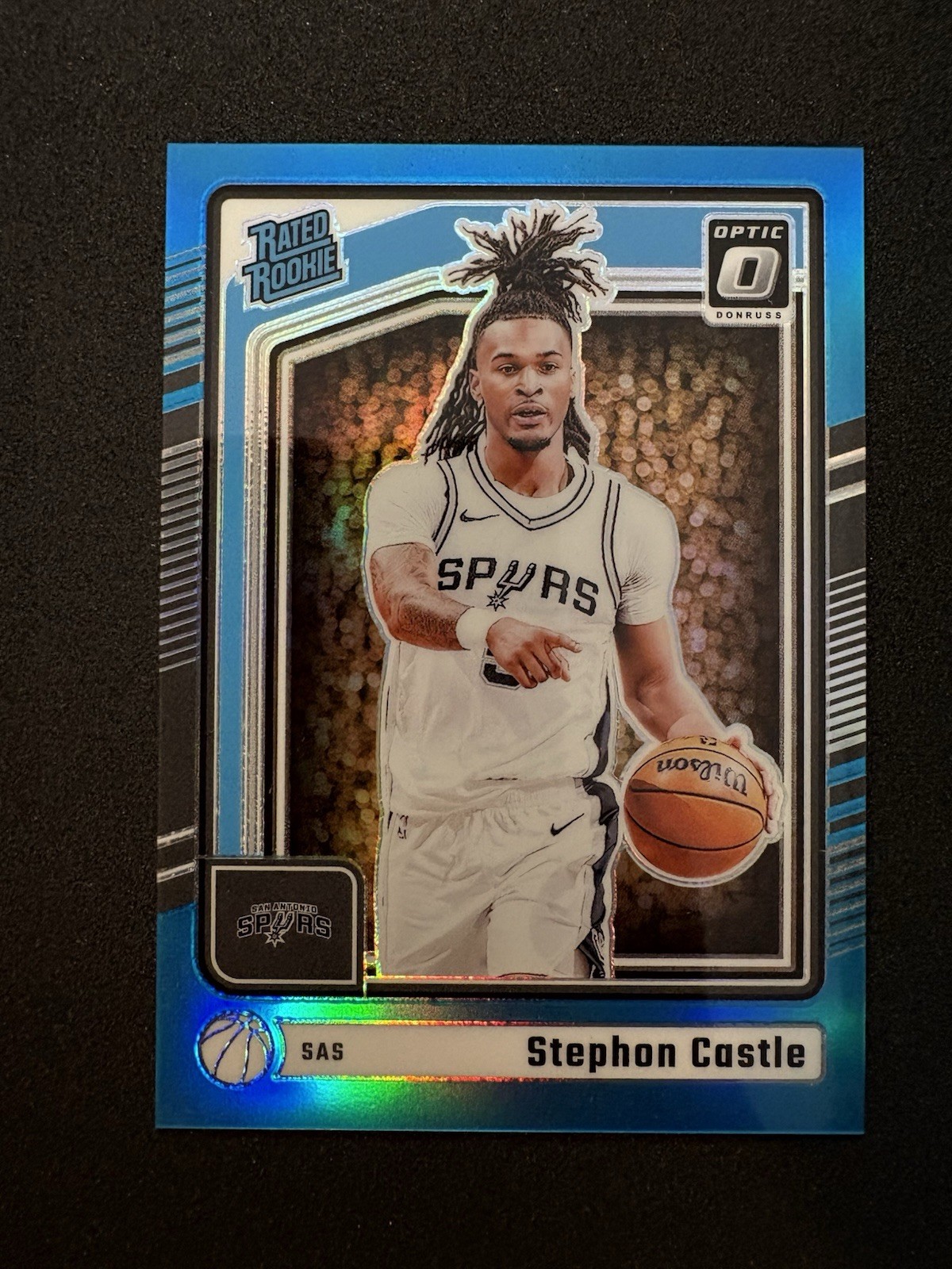 2024-25 Donruss Optic Stephon Castle Rated Rookie Blue Aqua /225 Spurs #254