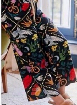 Anthropologie Rosa de Weerd Sleep Pants S Black Floral Botanical NWT Cotton