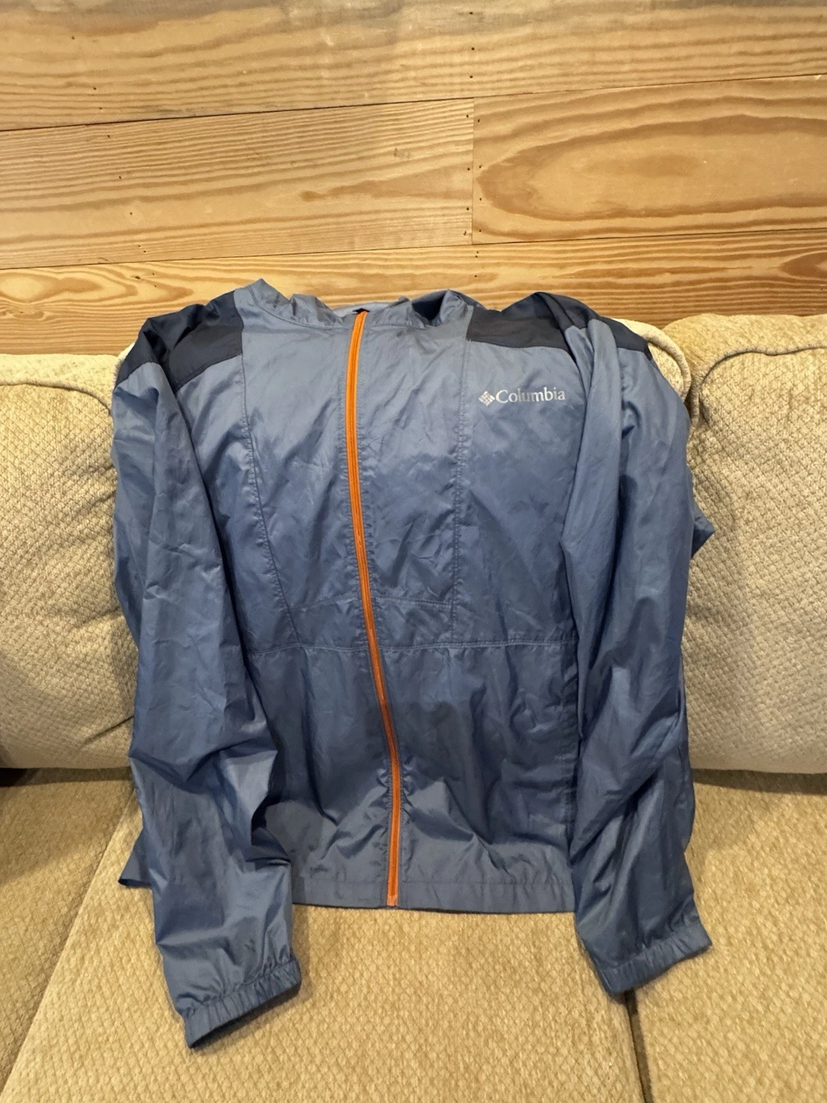 Columbia Men's Hooded Windbreaker Jacket Size XL Grey/with black details EUC