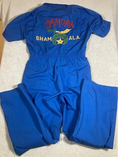 Vtg Zamora Temple Shriners Belted Coveralls Freemasons Chain Stitched *Ink Stain - product listing photo