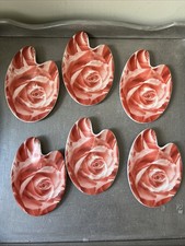 6 Limoges  Saucer Plates With Rose Transfer On Top