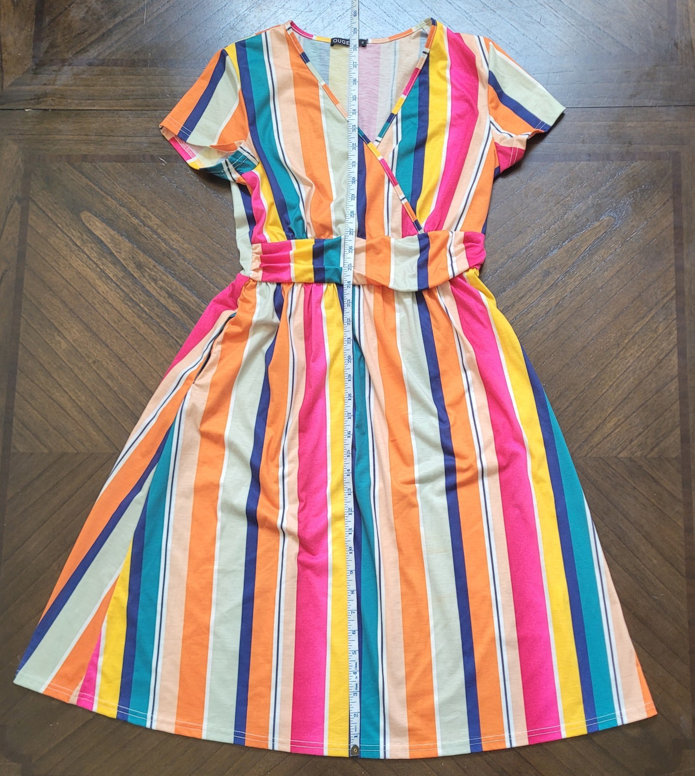 Ouges Womens Bright Striped Dress Size Small - image 2