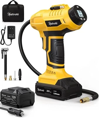 AstroAi brand pistol grip portable tire pump