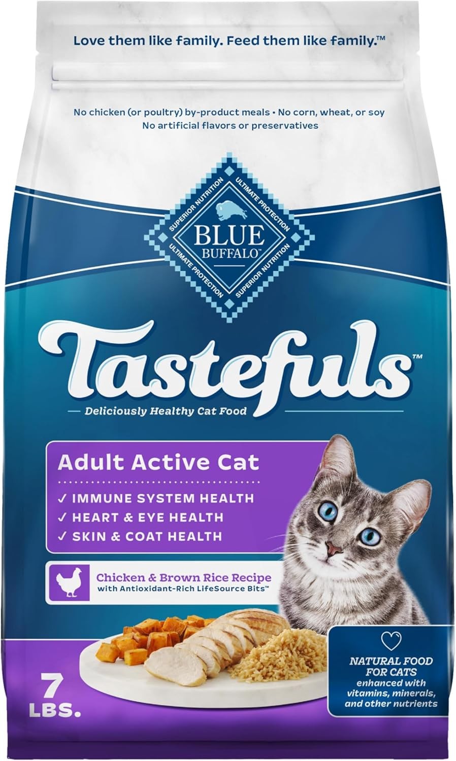 Blue Buffalo Tastefuls Natural Dry Food for Active Adult Cats, Chicken and Brown