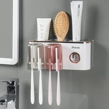 Toothbrush Holders Bathroom Decor with Tootaste Dispenser, 2 Cups