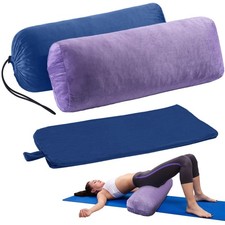 Yoga Bolster Pillow Set, Rectangular With Extra Washable Cover and Storage Ba...