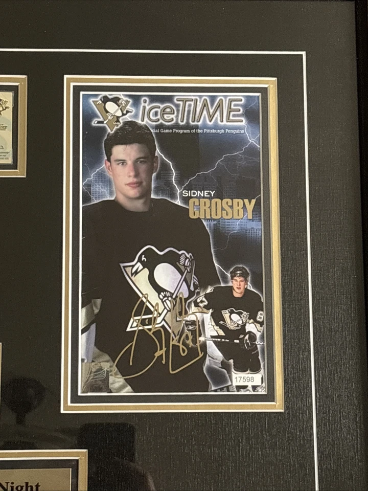 Boleto de debut en casa de Sidney Crosby 2005 y programa autografiado ¡Certificado de autenticidad Frameworth! Foto 2 de 4