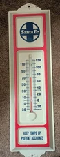 Vintage Santa Fe Railroad Advertisement Thermometer 13.25 Working