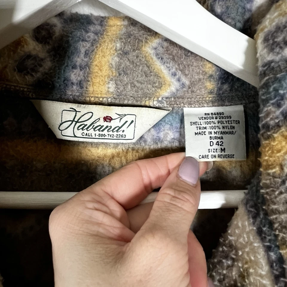 Chaqueta polar azteca Haband Southwestern de colección para mujer talla M beige cremallera completa sin forro Foto 4 de 4