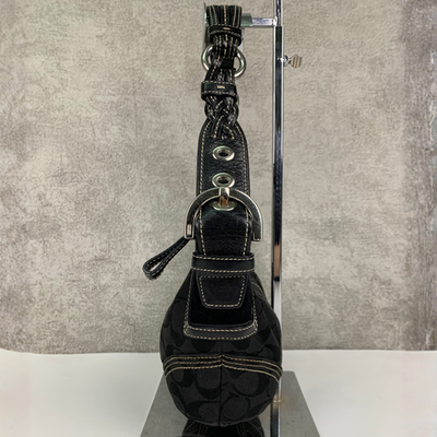 Coach Signature Monogram Black Canvas Leather Shoulder Bag Soho