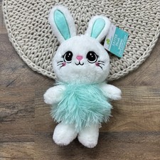 Way To Celebrate Easter Bunny Plush 10 Fuzzy White Blue NEW w TAG