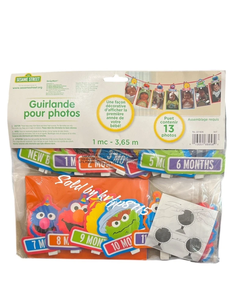 Lindo guirnalda fotográfica de cumpleaños para bebés primogénitos calle sésamo para cumpleaños Elmo Foto 3 de 3