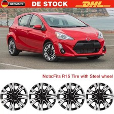 4x PREMIUM DESIGN Radkappen Radzierblenden Lackiert 15 ZOLL Silber / Schwarz