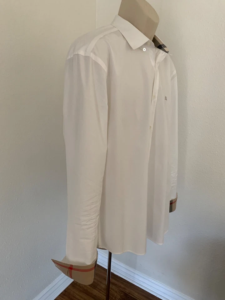 Мужская нарядная рубашка BURBERRY BRIT белая на пуговицах Nova клетчатая с длинным рукавом размер XXL - Изображение 4 из 4