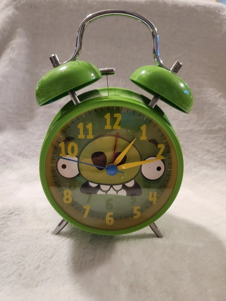 Angry Birds Twin Table Bell Alarm Clock Green Pig for Kids - Image 2 of 4