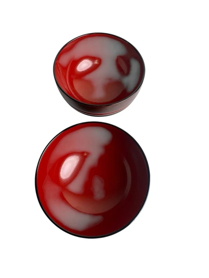 Conjunto de pares de tigelas de sopa Isuke Miso "KOMA" madeira feita à mão Urushi laca Japão - Imagem 4 de 4