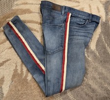 Express High Rise Blue Red White Flare Jeans Women's Size 10R Ankle Legging