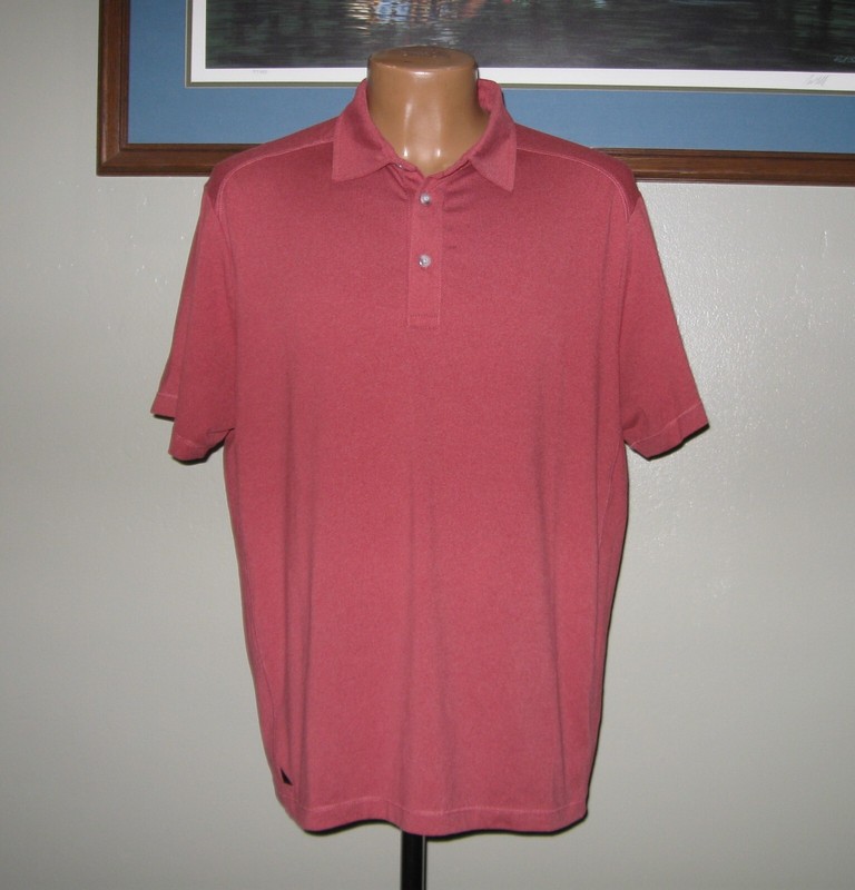 UNTUCKit Clavidor Polo Men’s Large Old Red Short Sleeve Shirt Polyester Stretch