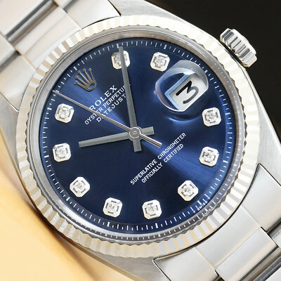 Herren Rolex Datejust Blau Diamant 18K Weißgold/Edelstahl Uhr Mit - Main Image