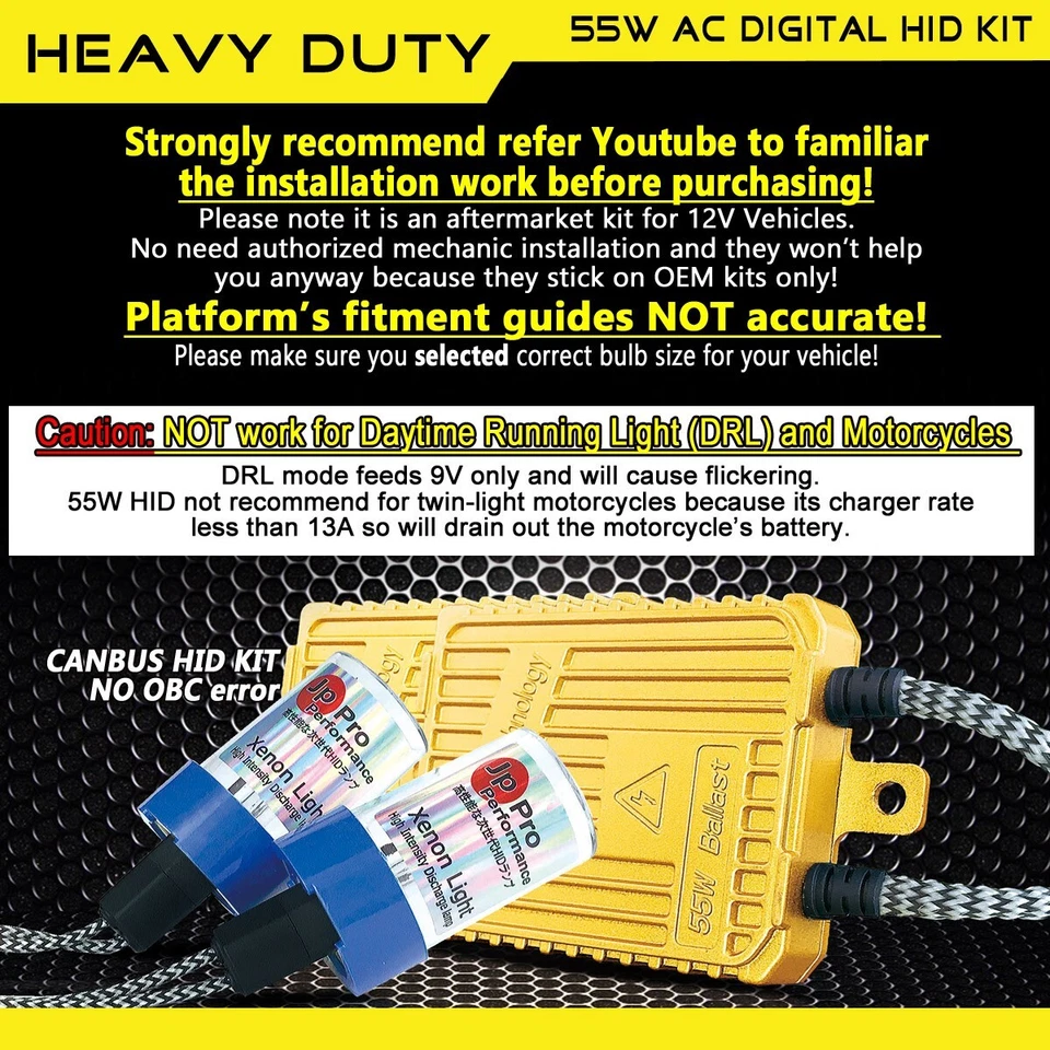 55W 9006 HB4 6000K Heavy Duty Fast Bright AC HID Conversion Kit for BMW Benz - Image 2 of 4