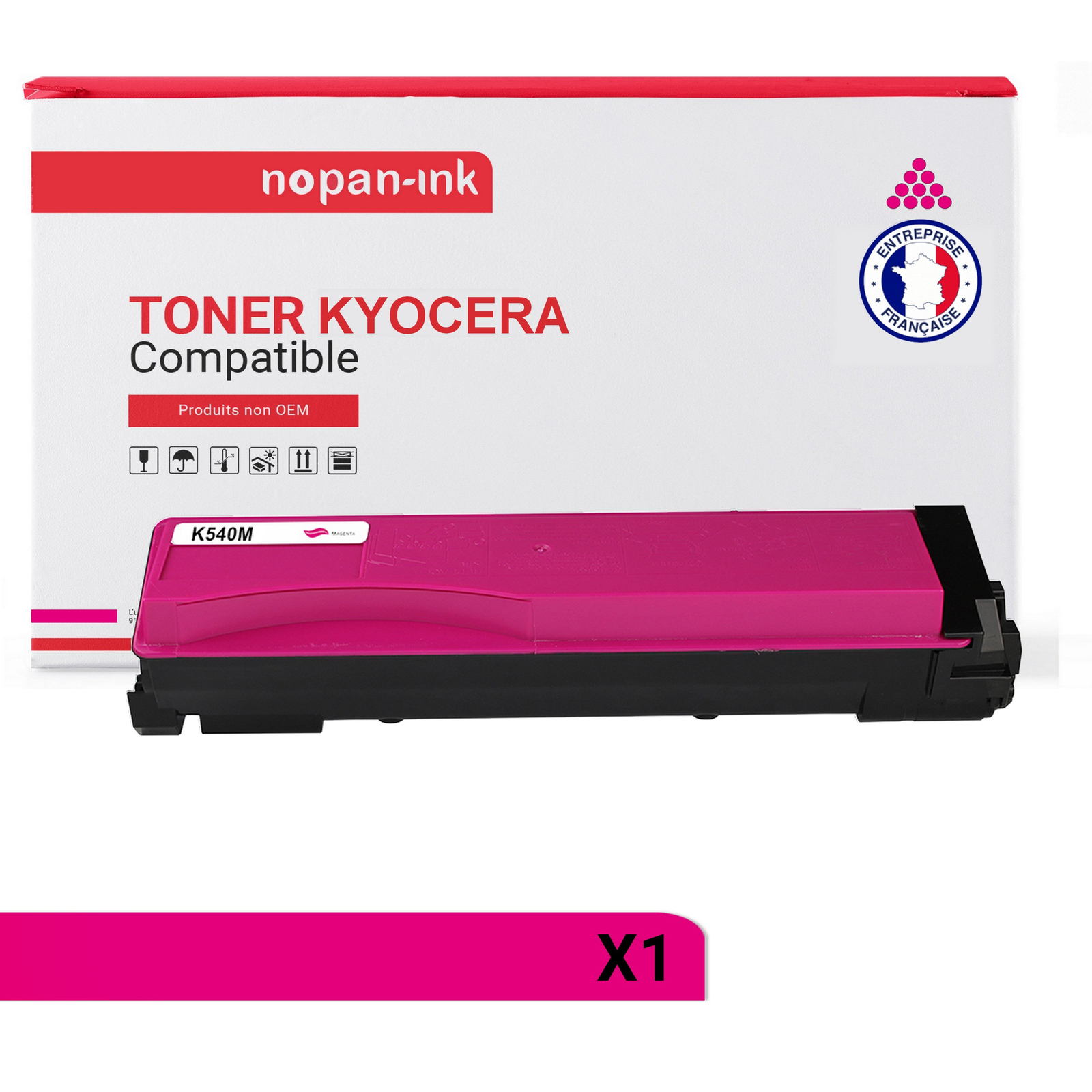 Toner KYOCERA TK540M magenta compatible de marque NOPAN-INK pour imprimante laser
