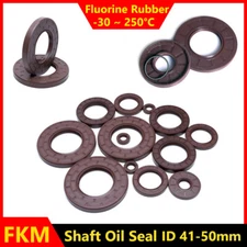 FKM TC Oil Seals Double Lip Rotary Shaft Seal Spring Dust Proof ID 41-50mm 2Pcs