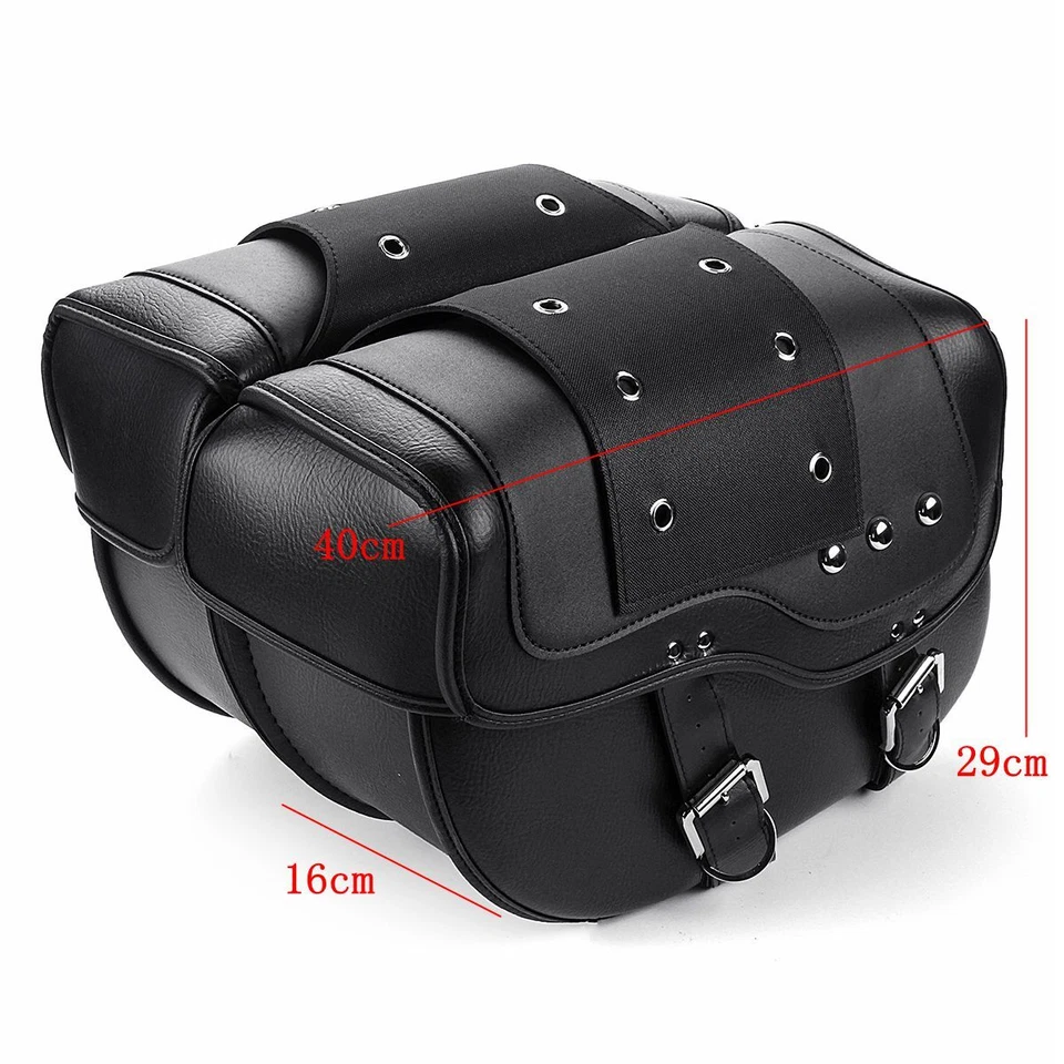 Imars® 2X Leather Motorcycle Saddlebags Side Bag Panniers Luggage Bag - Image 3 of 4