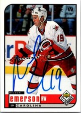 Nelson Emerson autographed Hockey Card (Hurricanes) 1998 Upper Deck Choice #43