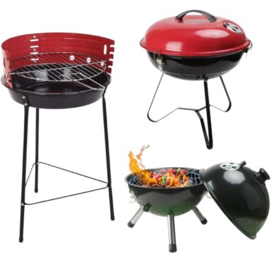 Tragbarer Holzkohlegrill Barbecue Kochen Grill Garten Outdoor Rund Terrasse Mini UK