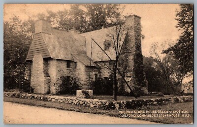 Postcard~ Old Stone House (Rear View)~ Guilford, CT~ 1941 Guilford Cancel