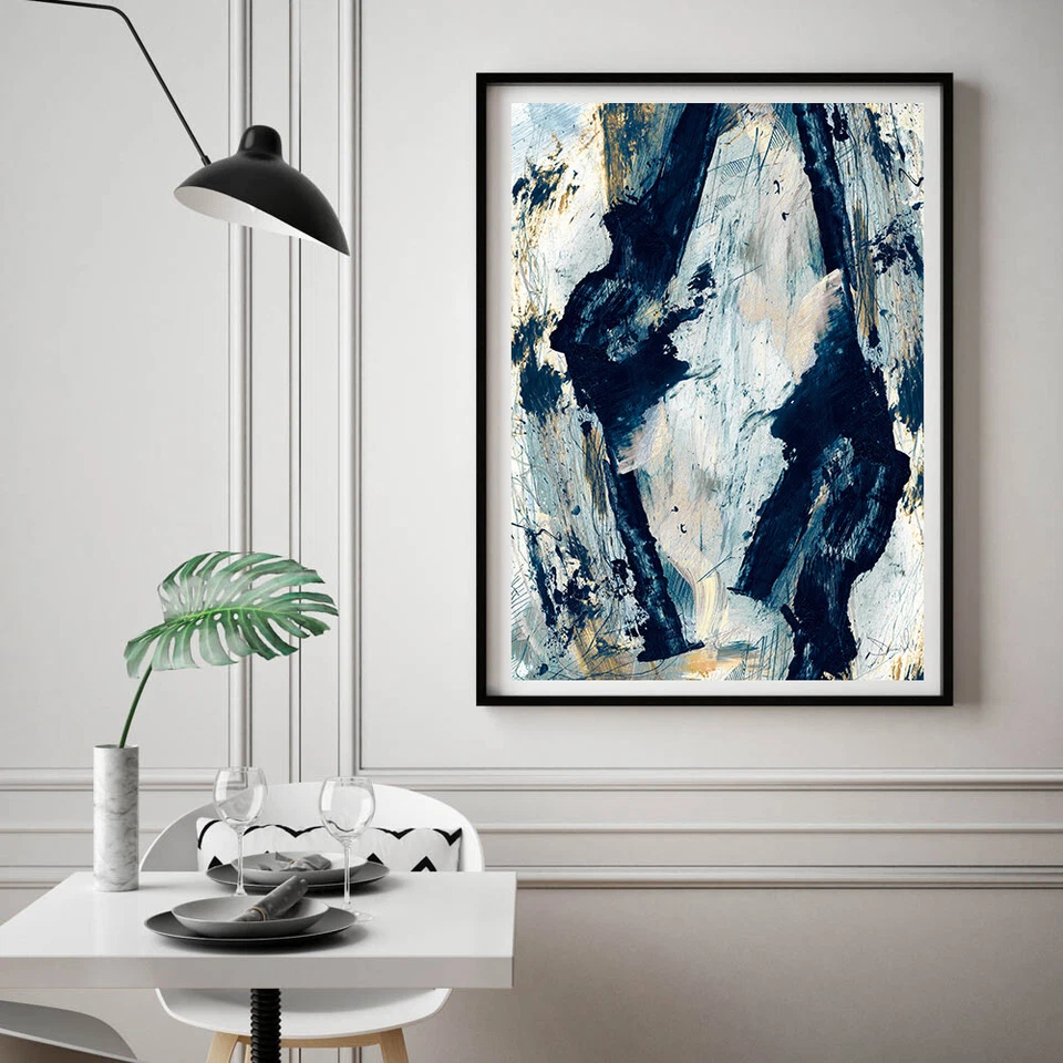 Abstract Painting Framed Print , Blue Wall Art , Wall Decor , Large Size - Image 2 of 4