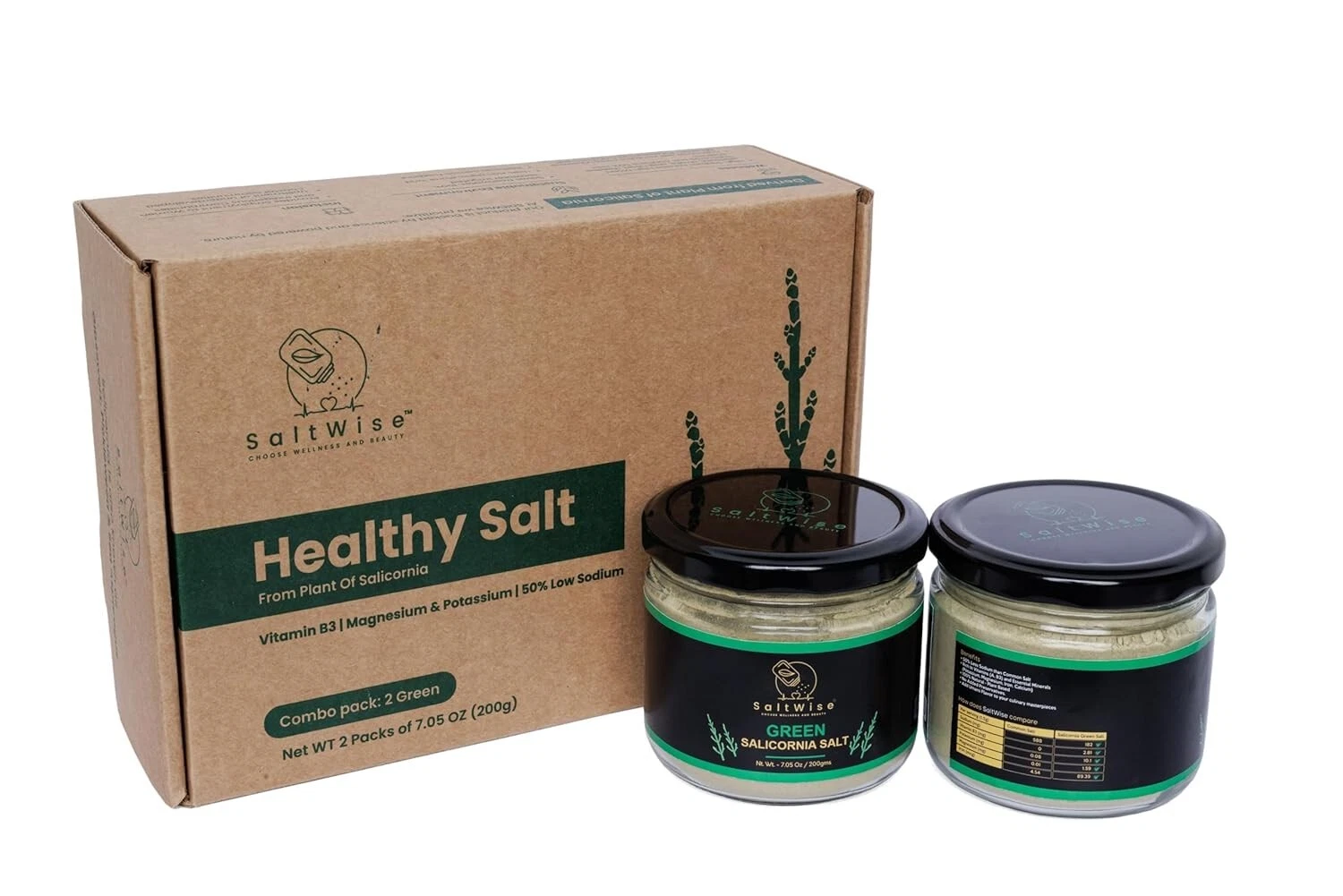 SaltWise Green Salt Glass Jar Set – 2x200g, Low Sodium, Gourmet, Salicornia
Opens in a new window or
