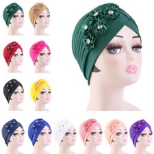 Muslim Women Turban Hijab Head Wrap Chemo Caps Bonnet Hair Loss Pleated Headwear
