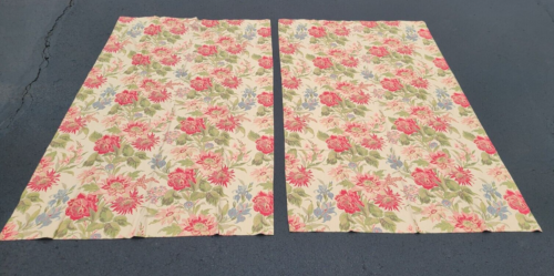 2 panneaux-rideaux doublés de grange de poterie 3 en 1 Marla 50"x84" rose florale cottage - Photo 1 sur 14