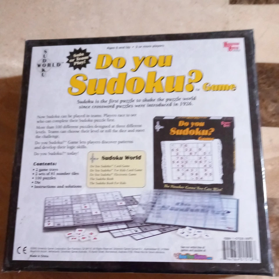 Do You Sudoku? Game Board Game University Games 2005 Ages 8+ New Factory Sealed - Image 2 of 4