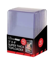 Pack of (10) ~ Ultra Pro Super Thick  Clear Rigid Top Loaders ~ 180pt ~ New!