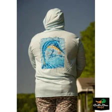 NEW COMBAT WATERFOWL - BLUE MARLIN HOODED FISHING TEE
