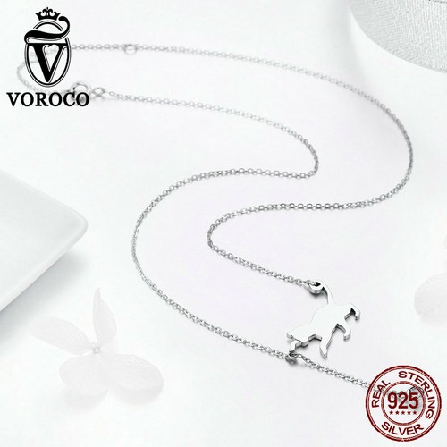 Voroco S925 Collar de Plata Esterlina Gatito Gato Colgante Cadena para Joyería Elegante - Imagen 2 de 11