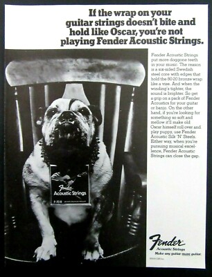 1979 FENDER Acoustic Guitar Strings Oscar The Bulldog Magazine Ad