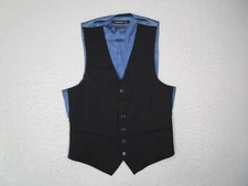 John Varvatos Star USA Vest Mens Small Black Gibson Button Up Wool Waistcoat