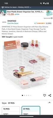 Clear Drawer Organizer Trays - 29-Piece Set for Makeup, Jewelry
